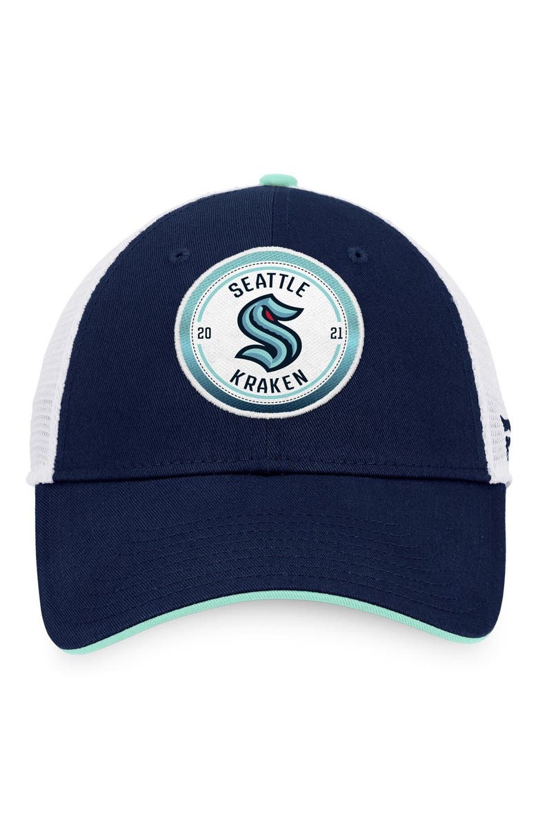 FANATICS Men's Fanatics Branded Deep Sea Blue/White Seattle Kraken Iconic Gradient Trucker Snapback Hat, Alternate, color, Navy