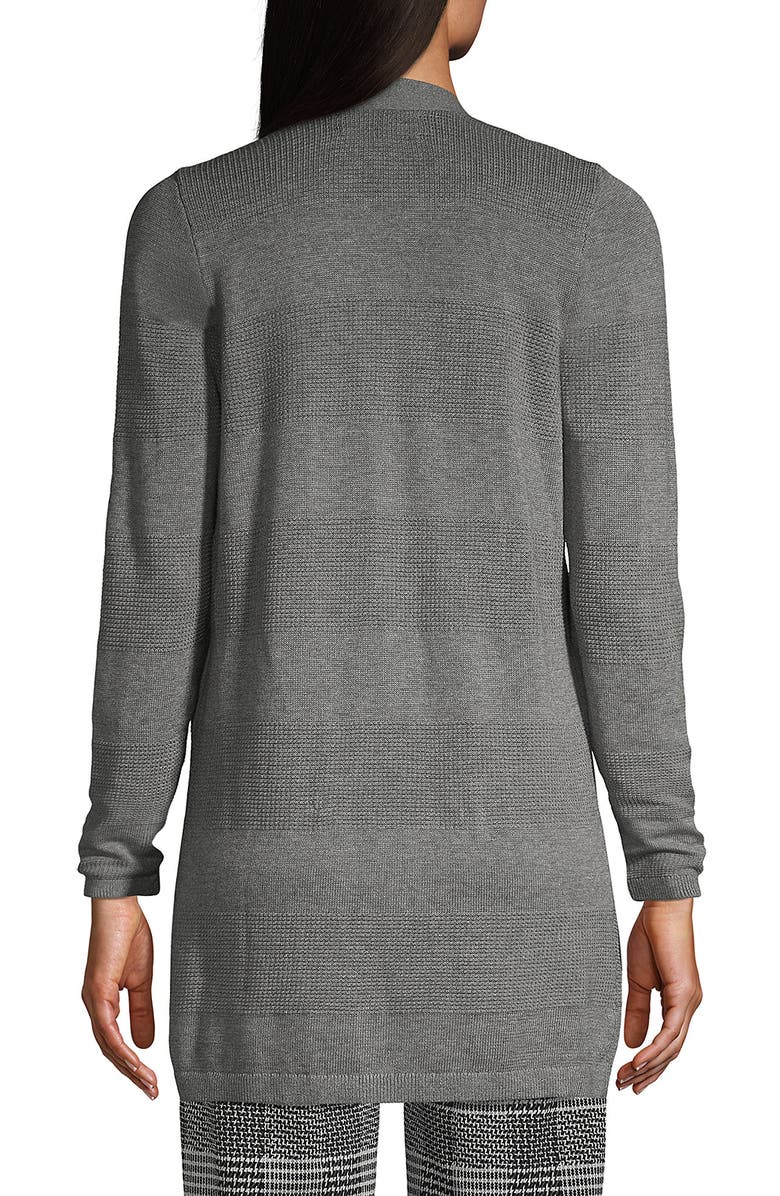 Lands' End Cotton Modal Texture Stripe Open Cardigan Sweater, Alternate, color, 