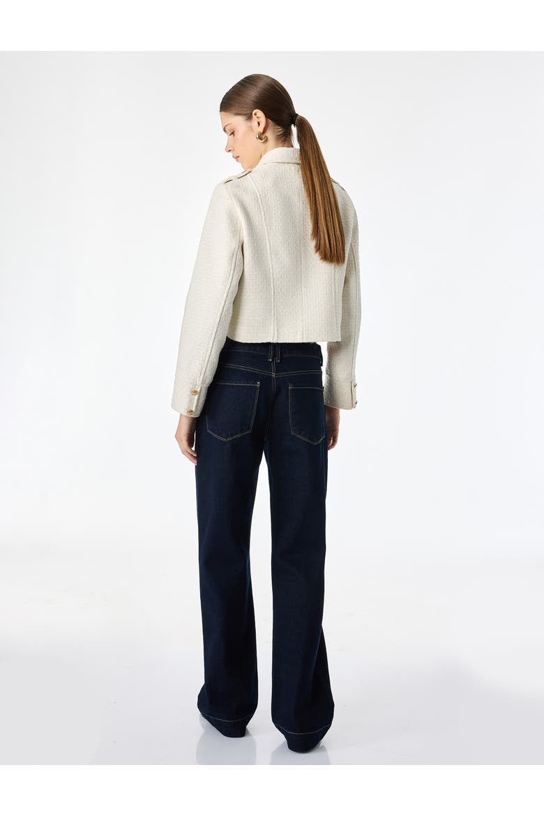 Long Sleeve Collared Tweed Napoleon Jacket, Alternate, color, ECRU