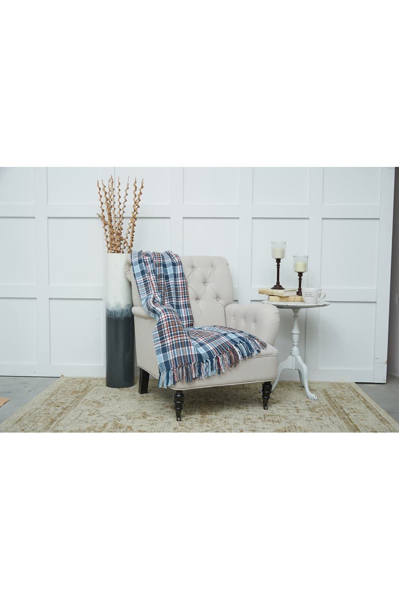 Lawson Lake Plaid 100% Cotton Accent Throw Blanket 50" x 60", Main, color, Blue