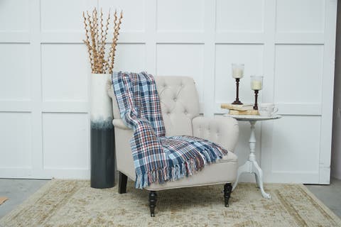 Lawson Lake Plaid 100% Cotton Accent Throw Blanket 50" x 60"