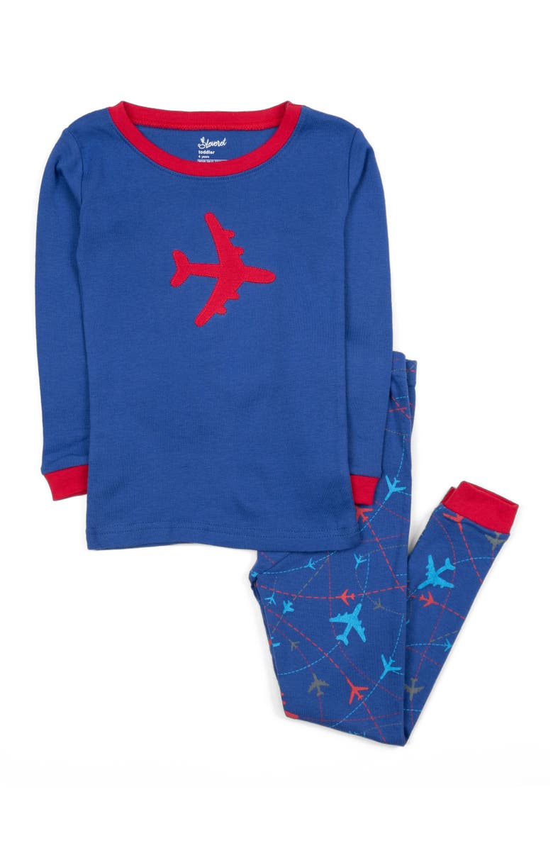 Leveret Kids Cotton Two-Piece Printed Pajamas, Vehicles & Machines, Alternate, color, Airplane