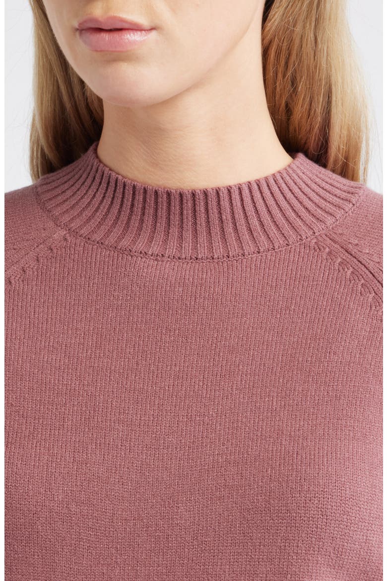 Mock Neck Raglan Sleeve Sweater, Alternate, color, DUSTY ROSE