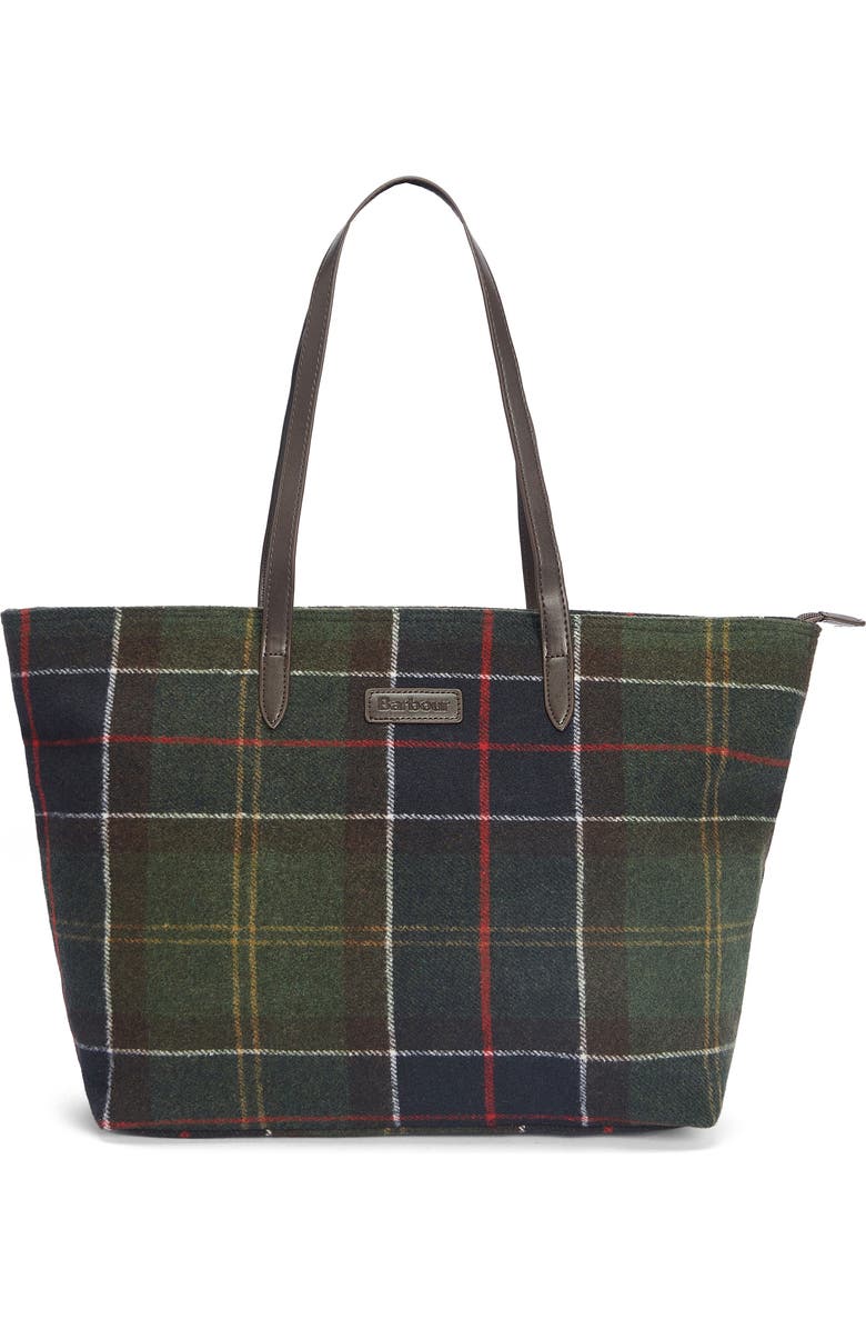 Barbour Witford Tartan Plaid Wool Blend Tote, Main, color,