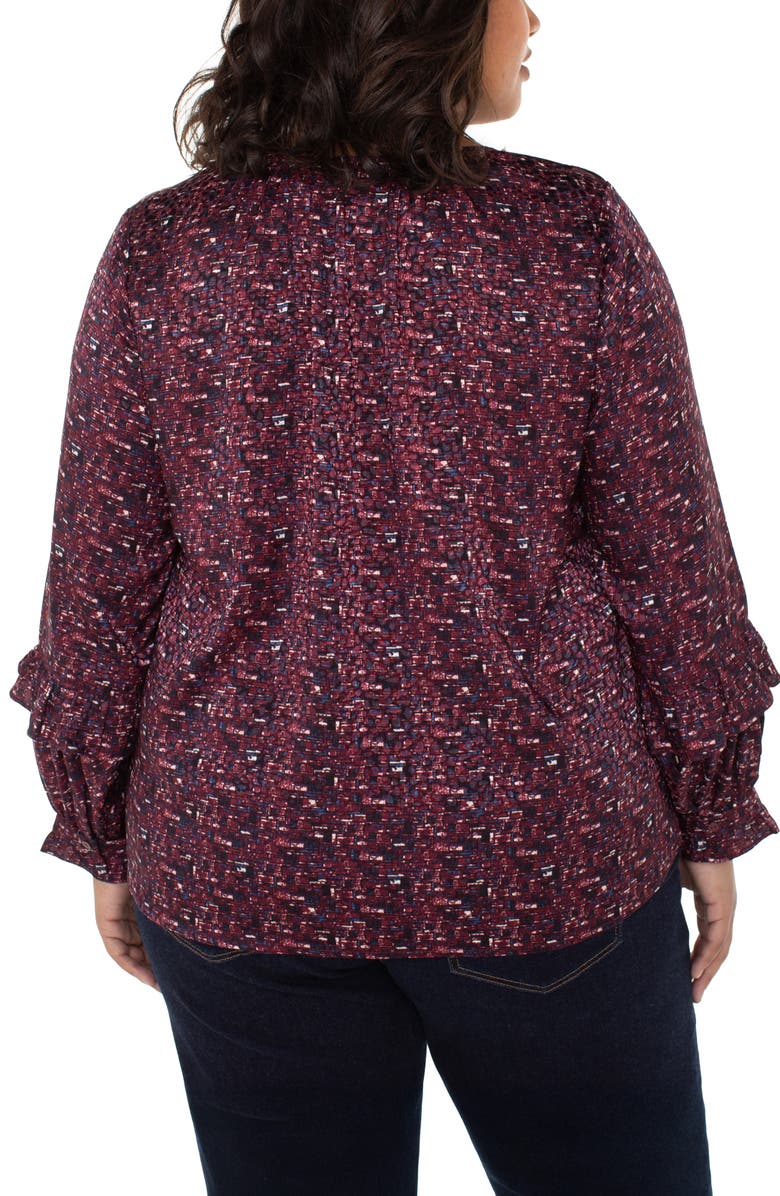 Liverpool Los Angeles Ruffle Balloon Sleeve Top, Alternate, color, Burgundy Multi