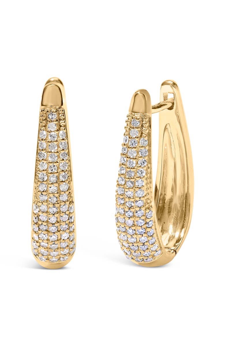 Haus of Brilliance 14K Yellow Gold Plated Silver 3/8 Cttw Pave Set Diamond Hoop Earrings, Main, color, Yellow