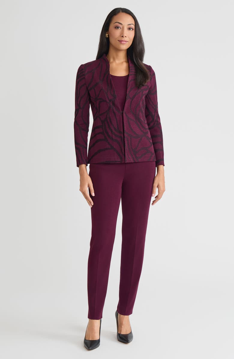 Ming Wang Heritage Rosette Jacquard Knit Jacket, Alternate, color, Midnight Violet/Black