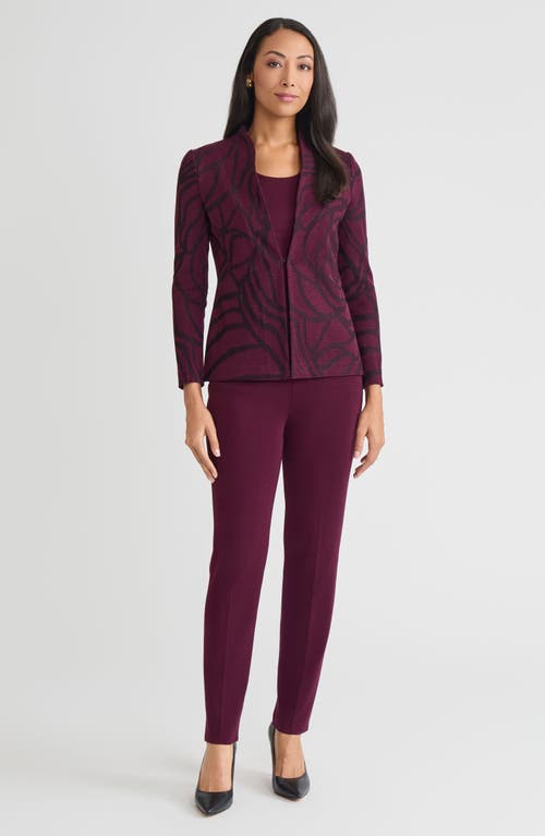 Ming Wang Heritage Rosette Jacquard Knit Jacket In Red