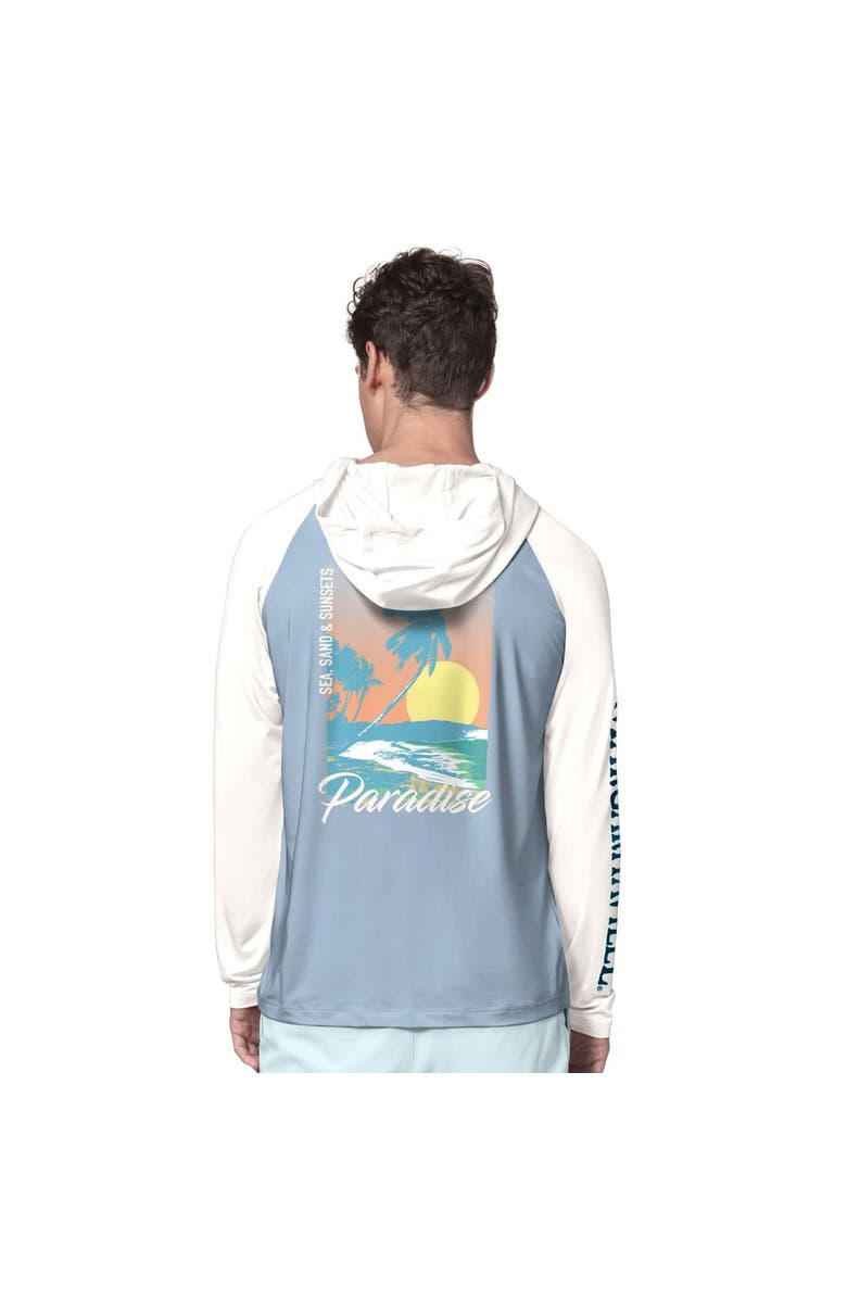 Margaritaville Men's Margaritaville  Light Blue/Cream Seattle Seahawks Sand, Sea, Sunsets Long-Sleeve Rashguard Hoodie Pullover, Alternate, color, Light Blue