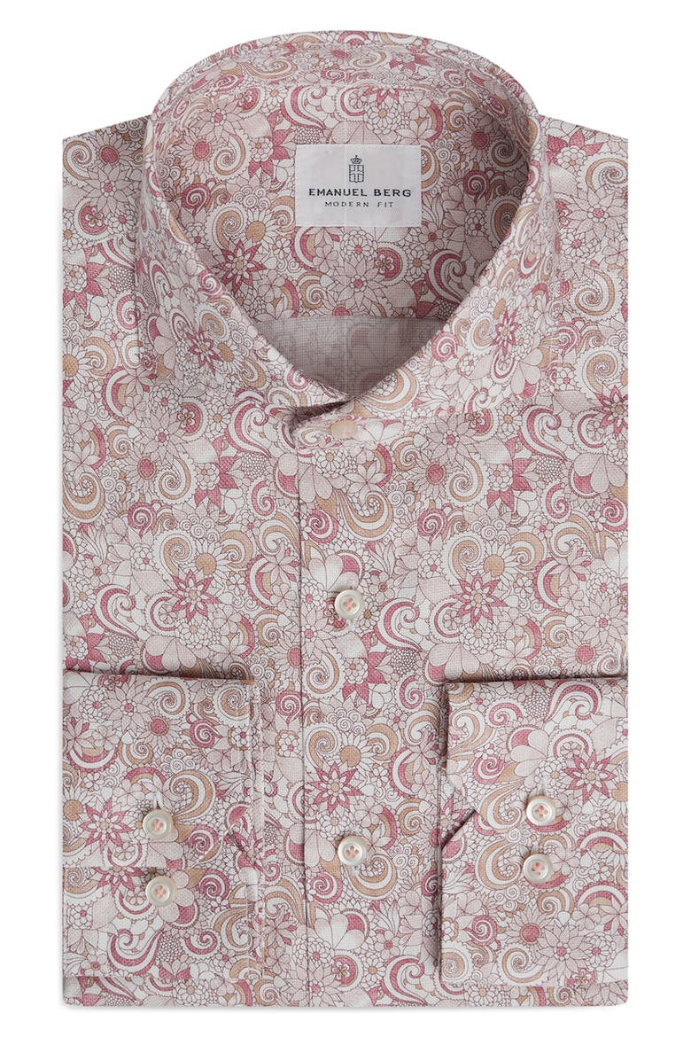 Modern Fit Dobby Luxury Cotton Dress Shirt, Main, color, MEDIUM PINK