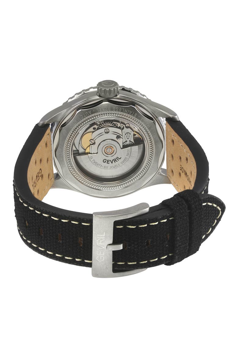 Franklin Swiss Automatic Canvas & Leather Strap Watch, 40mm, Alternate, color, YELLOW/ BLACK