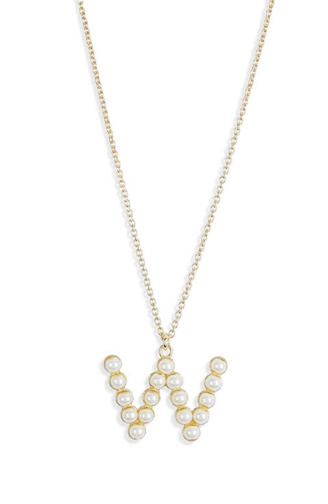 Imitation Pearl Initial Pendant Necklace