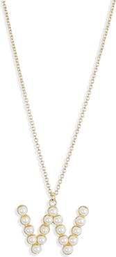 MESHMERISE Imitation Pearl Initial Pendant Necklace
