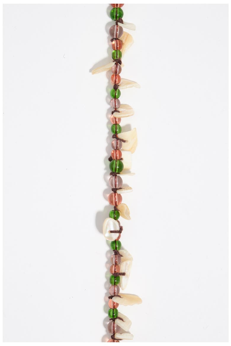 Beads And Mother-Of-Pearl Seashell Necklace, Alternate, color, GREEN