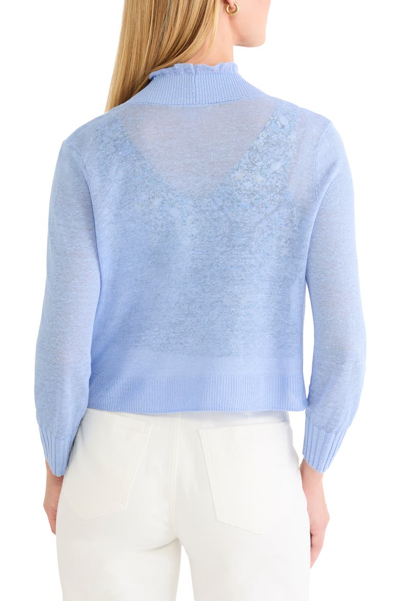 Ruffle Featherweight Linen Blend Cardigan, Alternate, color, FRENCH BLUE