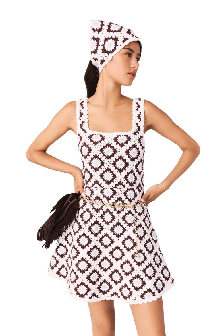 Floral crochet dress, Alternate, color, Brown/blue