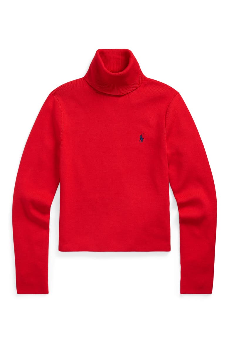 Pima Cotton Blend Turtleneck Sweater, Alternate, color, PANDORA RED