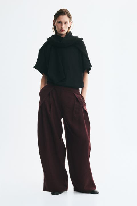 Wrap-detail Barrel Pants