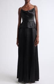 Jason Wu Collection Cowl Neck Peplum Satin Gown