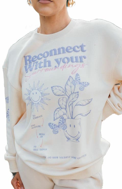 By Samii Ryan Smiley Reconnect Relaxed Fit Fleece Crewneck Sweatshirt