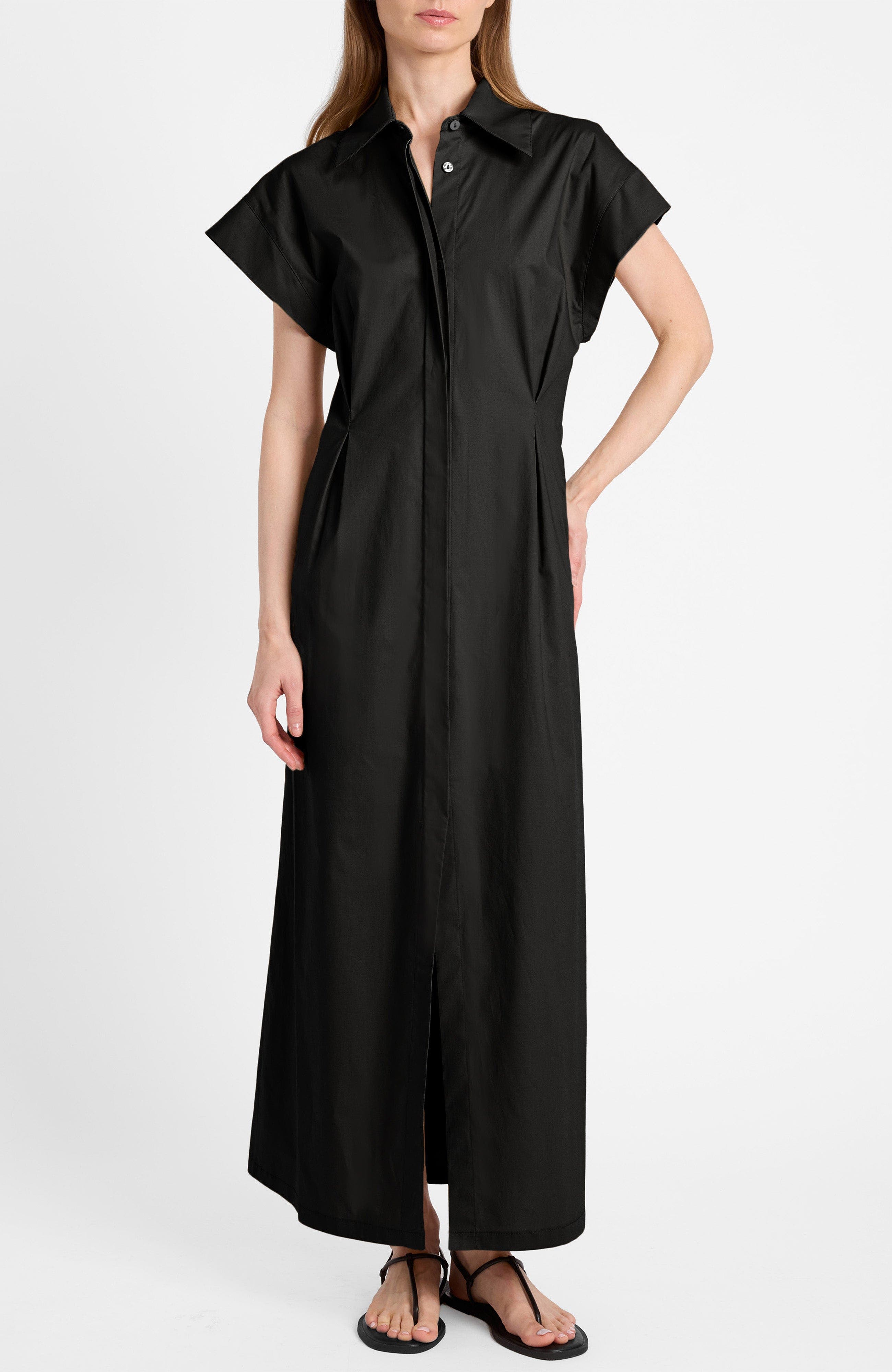 Nisa Cap Sleeve Poplin Shirt Dress - image 2