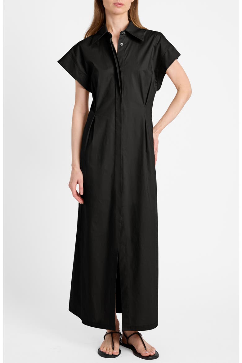 Nisa Cap Sleeve Poplin Shirt Dress, Alternate, color, Black
