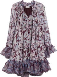 Cinq à Sept Clairette Tie Neck Long Sleeve Swing Dress