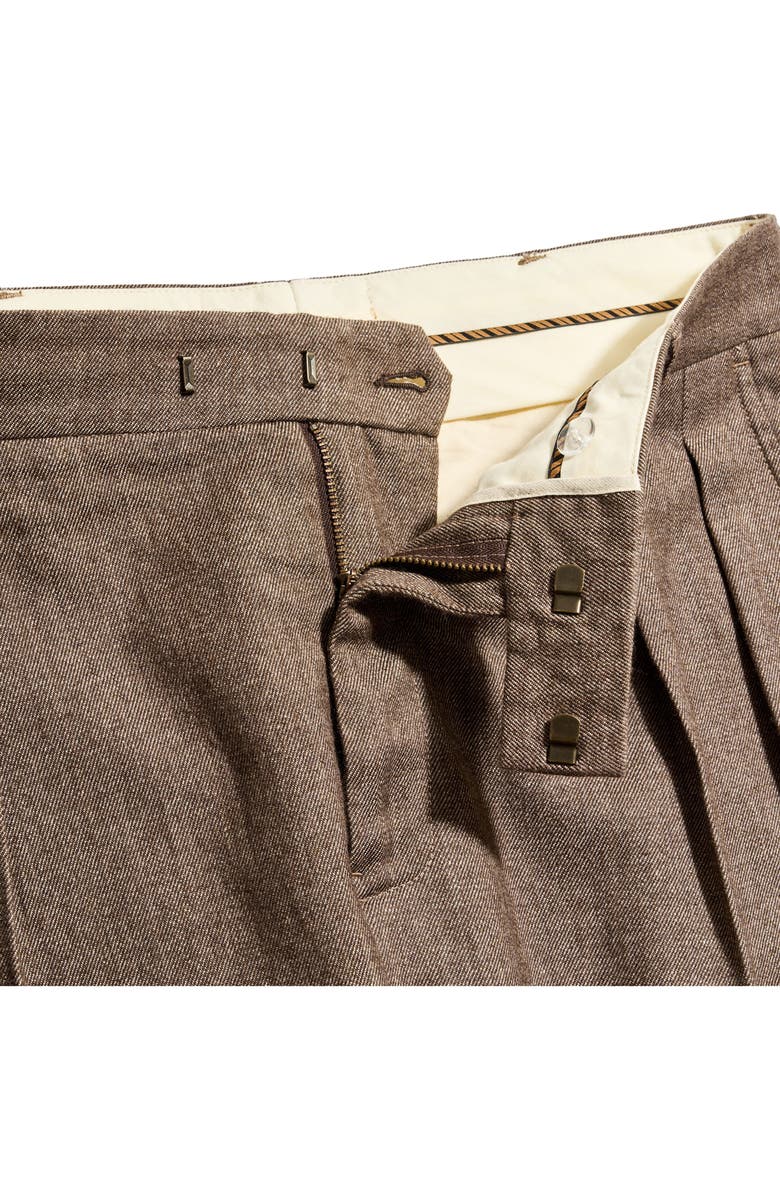 Billy Reid Pleated Cotton & Wool Dress Pants, Alternate, color, Brown
