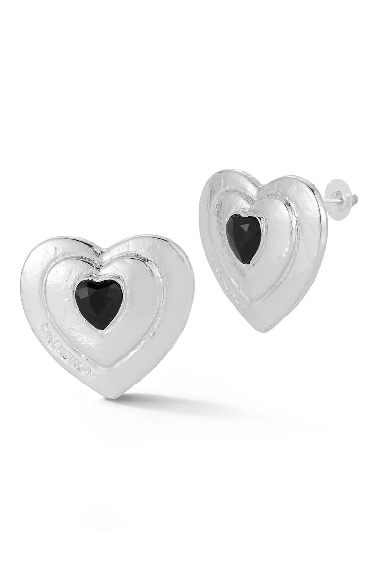 Heart Cubic Zirconia Statement Stud Earrings, Main, color, SILVER