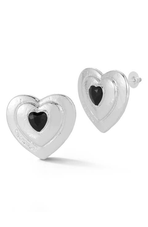 Heart Cubic Zirconia Statement Stud Earrings
