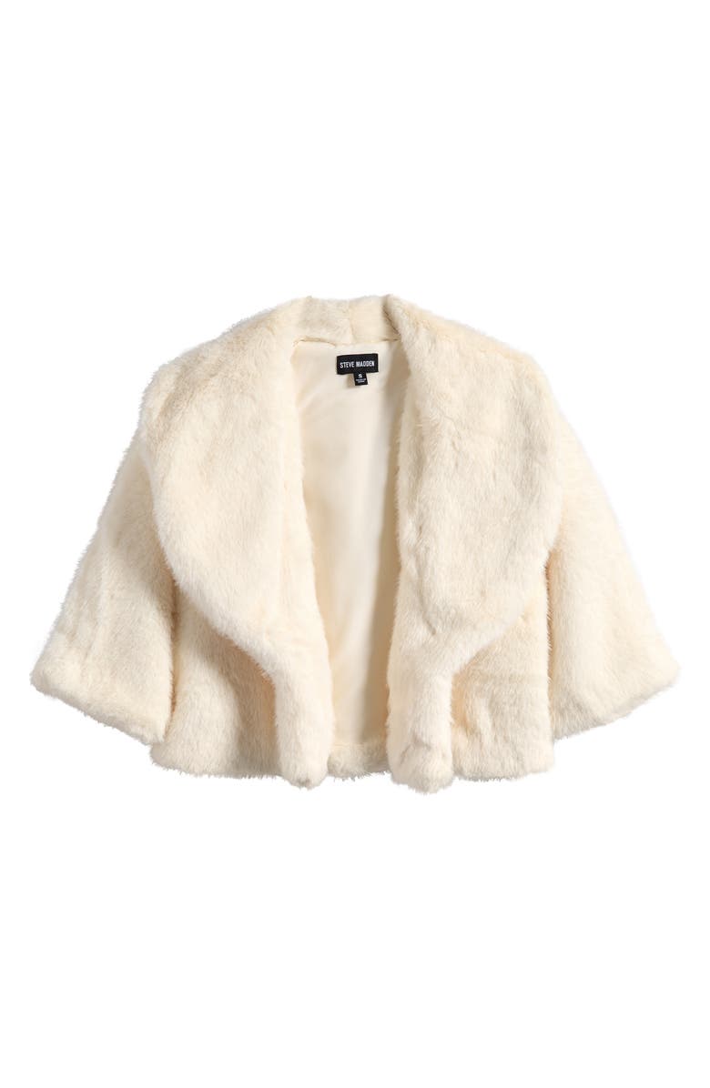 Steve Madden Hestia Crop Faux Fur Jacket, Alternate, color, Cream