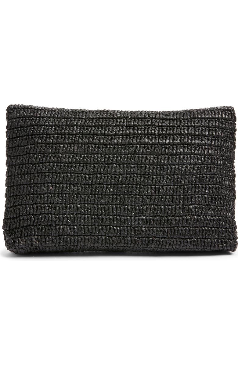Saint Laurent Large Cassandre Raffia Envelope Clutch, Alternate, color, Noir