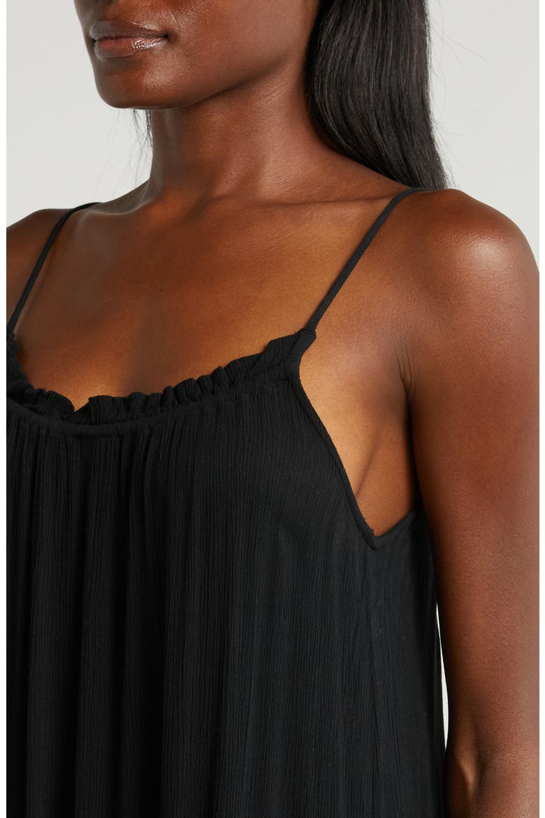 Ruffle Trim Cover-Up Dress, Alternate, color, BLACK