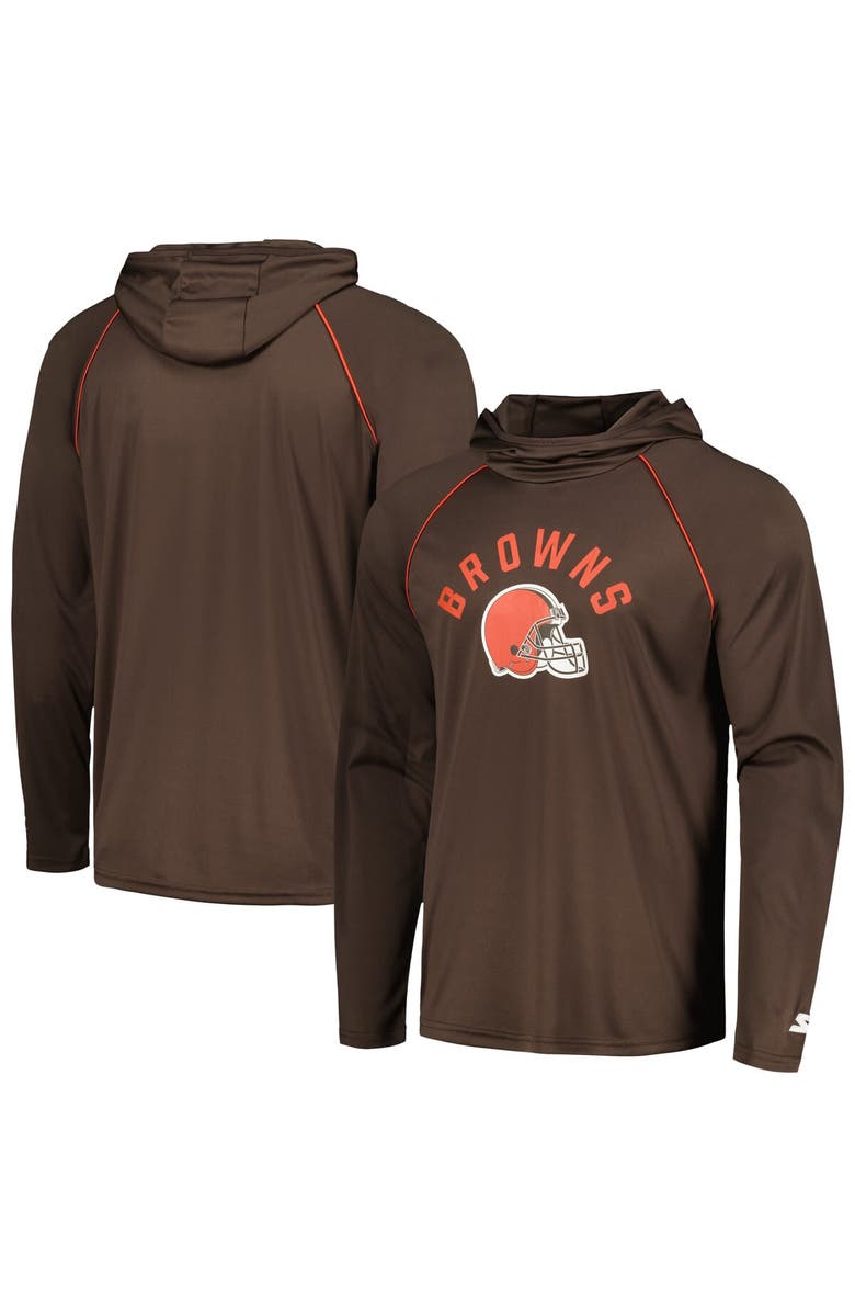 STARTER Men's Starter Brown Cleveland Browns Raglan Long Sleeve Hoodie T-Shirt, Main, color, Brown