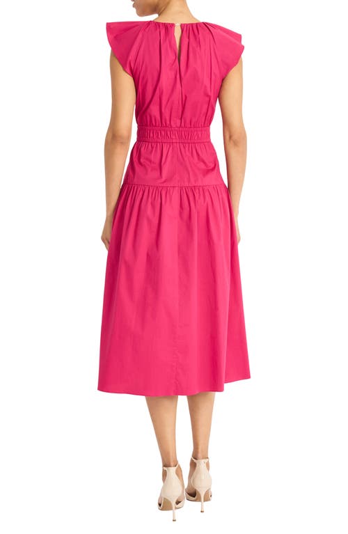 Maggy London Stretch Cotton Tiered Midi Dress In Vivacious