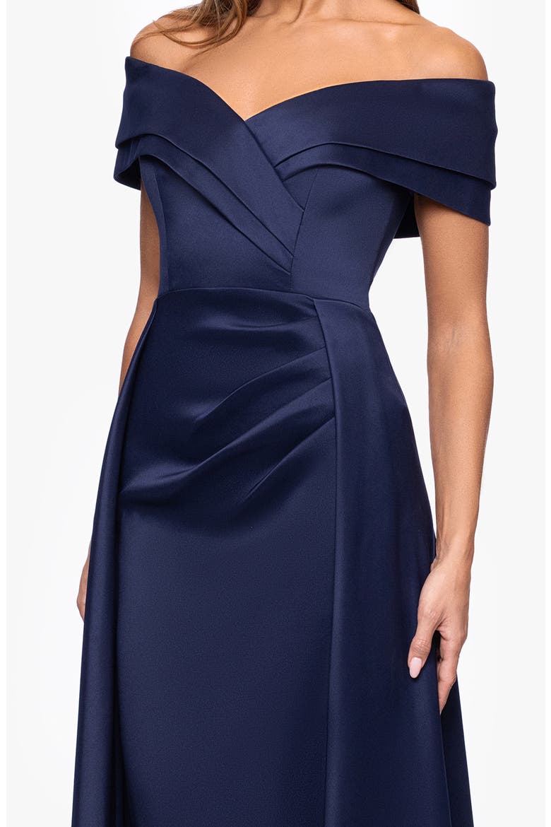 Off the Shoulder Mikado Gown, Alternate, color, NAVY