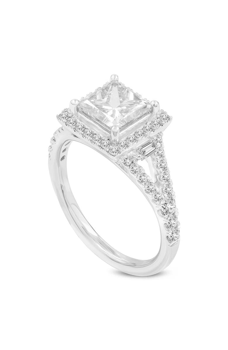 LuvMyJewelry Kamelia 14K White Gold Princess Cut Lab Grown Diamond Halo Engagement Ring - 2.15 Ct, Main, color, 14K White Gold