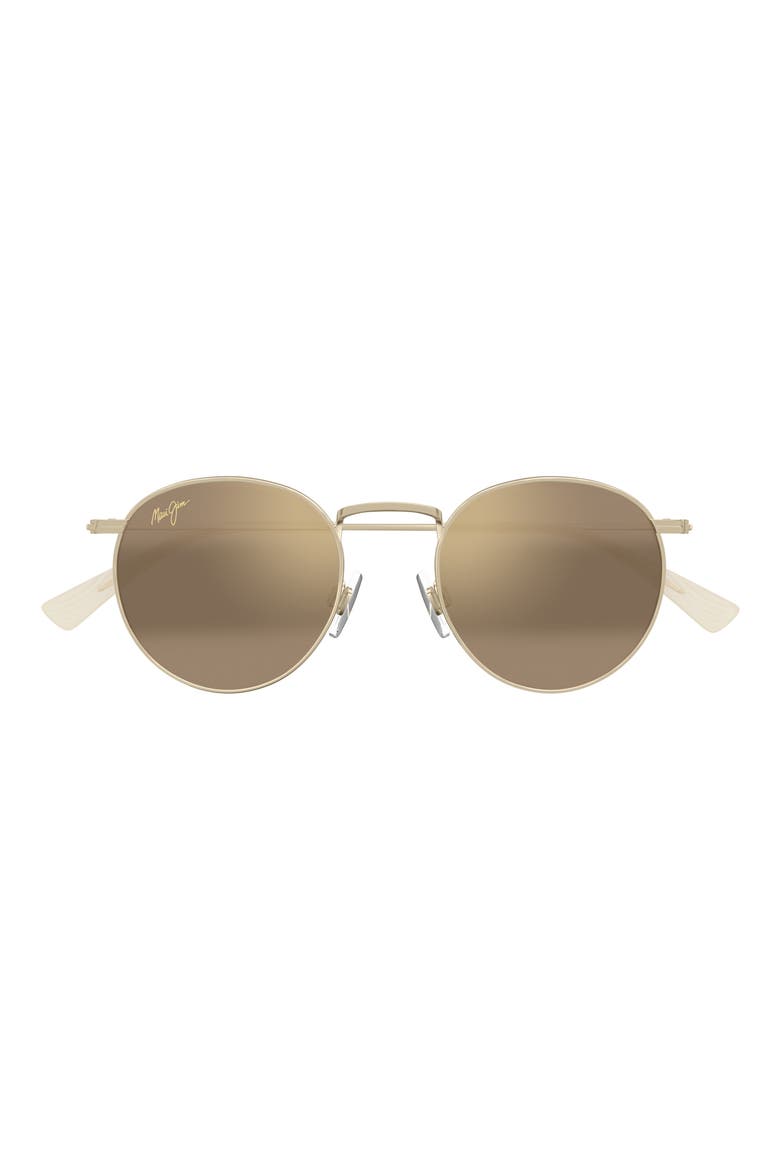Pukaua 50mm Small Polarized Square Sunglasses, Main, color, SHINY LIGHT GOLD W/ YELLOW