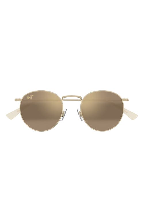 Maui Jim Pukaua 50mm Small Polarized Square Sunglasses In Shiny Light Gold W/yellow