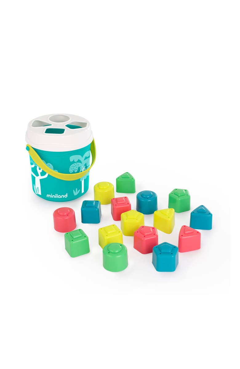 Miniland Feel to Learn Shape sorting bucket, Alternate, color, Blue-Green