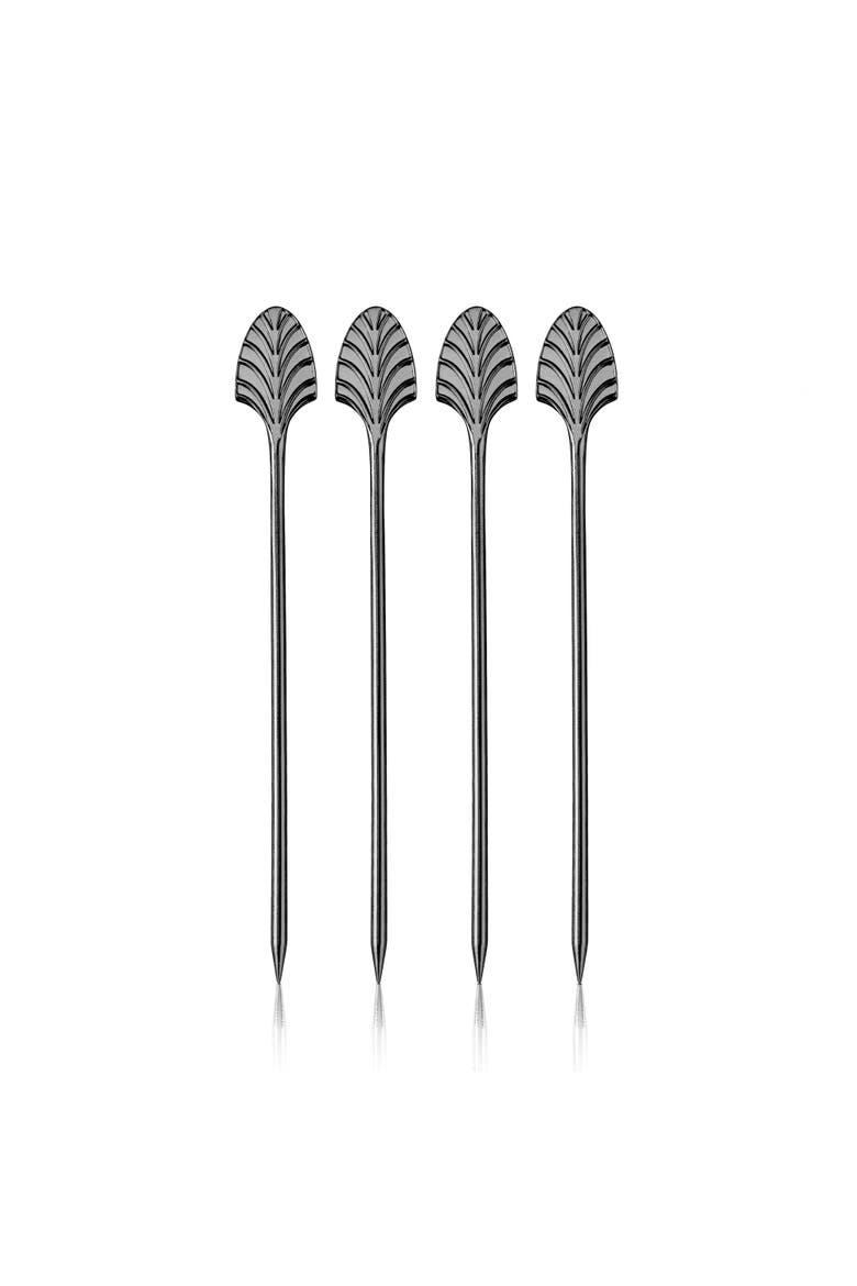 Art Deco Cocktail Picks Set of 4, Main, color, Black