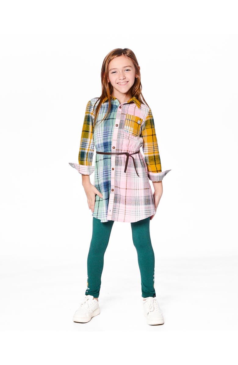 Deux par Deux Shirt Dress with Belt, Alternate, color, Green, Pink And Yellow