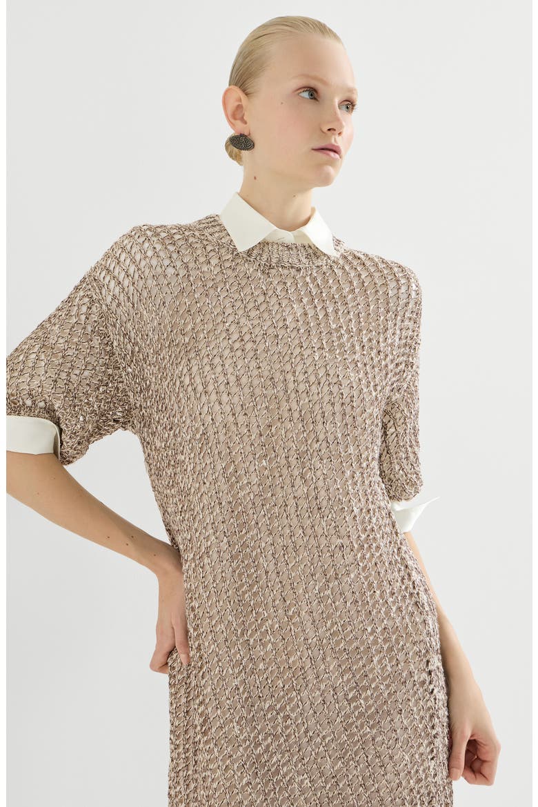 Dazzling chiné net dress, Alternate, color, Rope