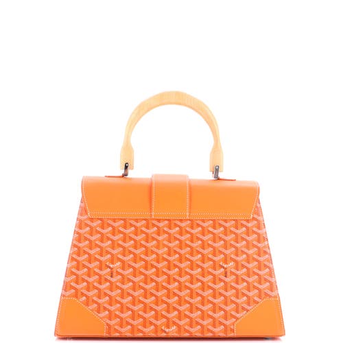 Pre-owned Goyard  Goyard Saigon Top Handle Bag Coated Canvas With Leather Mm In Orange