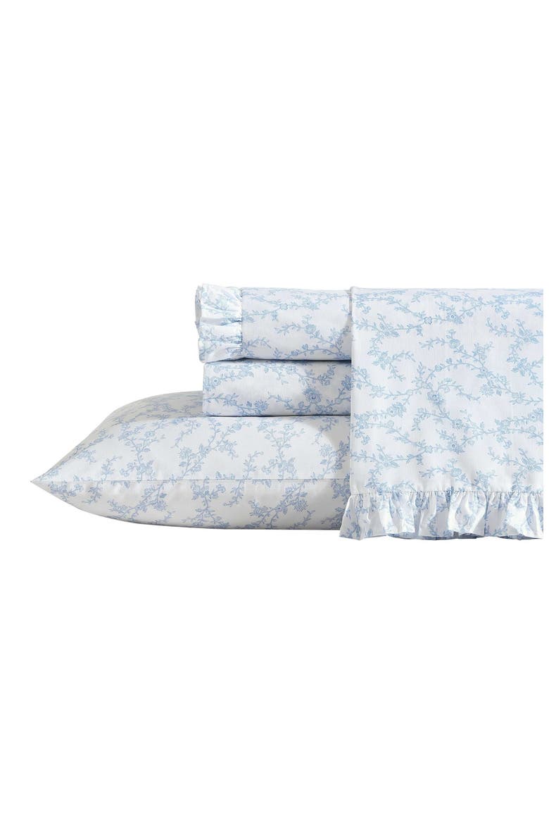 Victoria 4-Piece Cotton Sheet Set, Main, color, BLUE