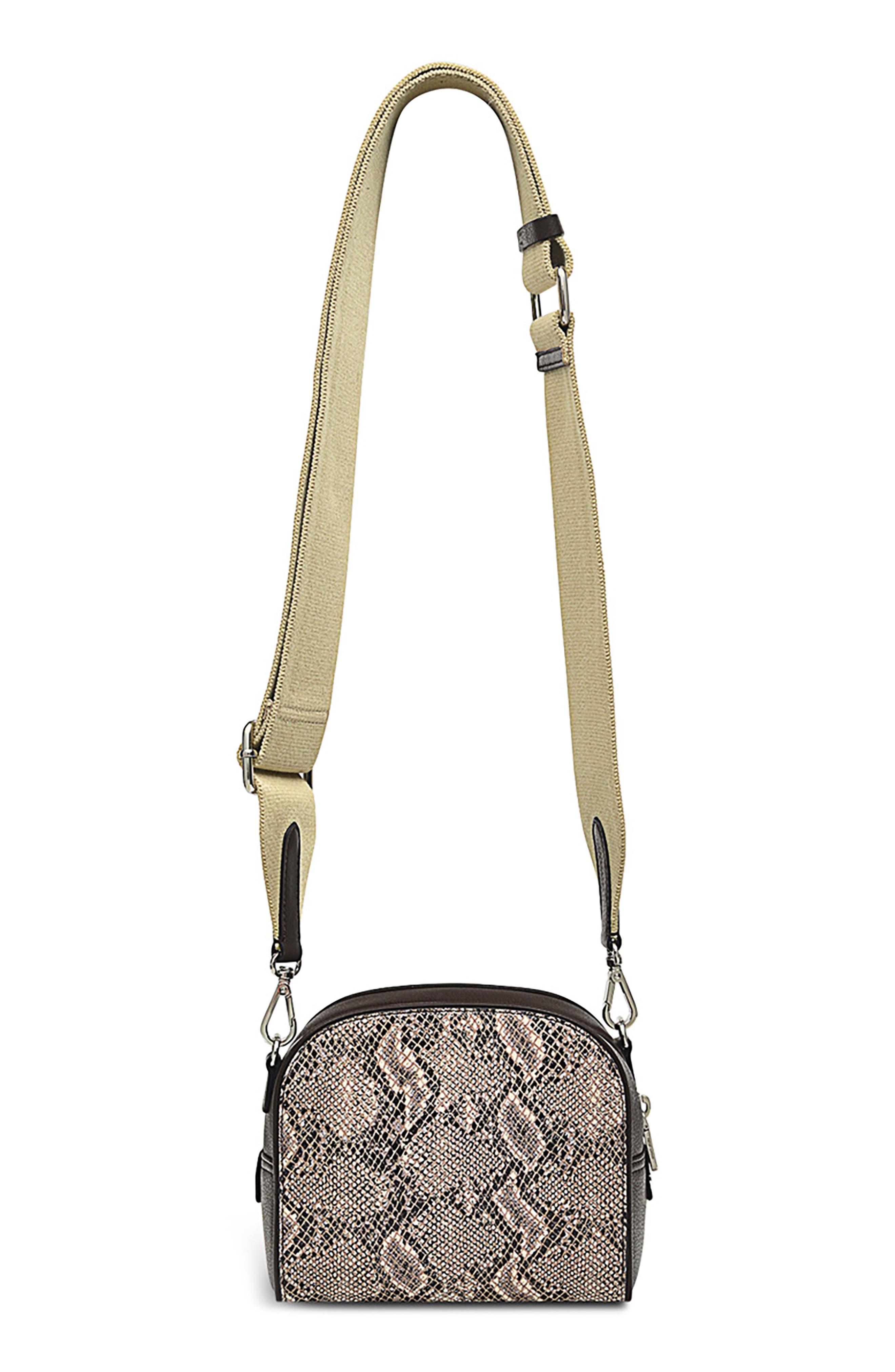 Radley Arden Crescent Leather Crossbody Bag, Alternate, color, Chalk/Snakeskin Print