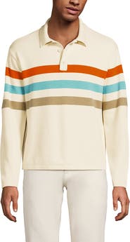 Lands' End Long Sleeve Cotton Rugby Sweater Polo