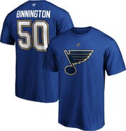 FANATICS Men's Fanatics Branded Jordan Binnington Blue St. Louis Blues Team Authentic Stack Name & Number T-Shirt