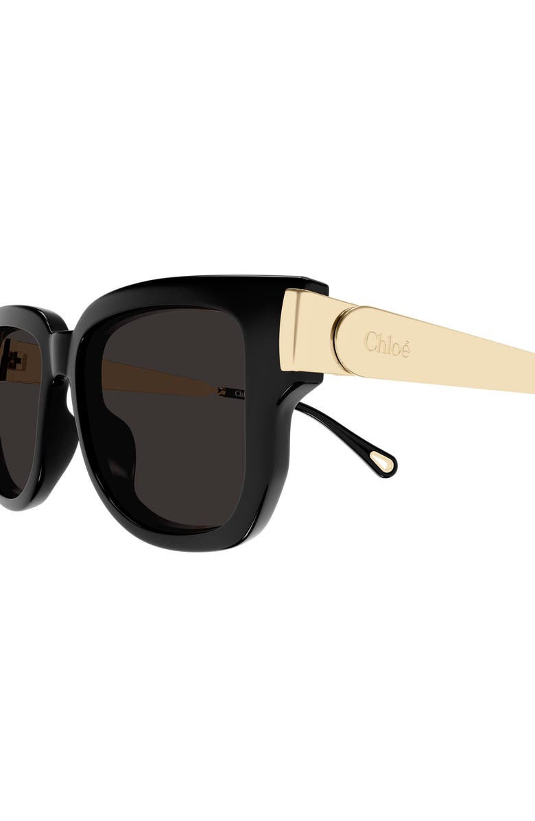 Chloé 54mm Rectangular Sunglasses, Alternate, color, Black