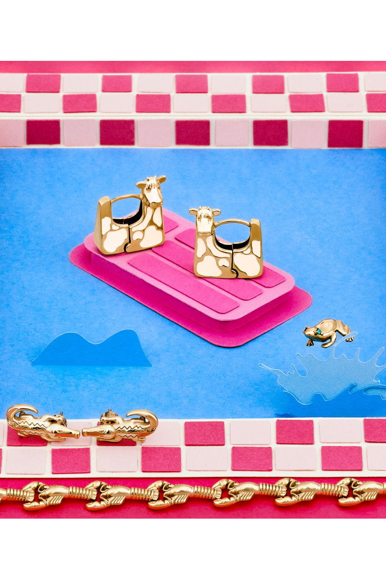 Moo Earrings, Alternate, color, Gold